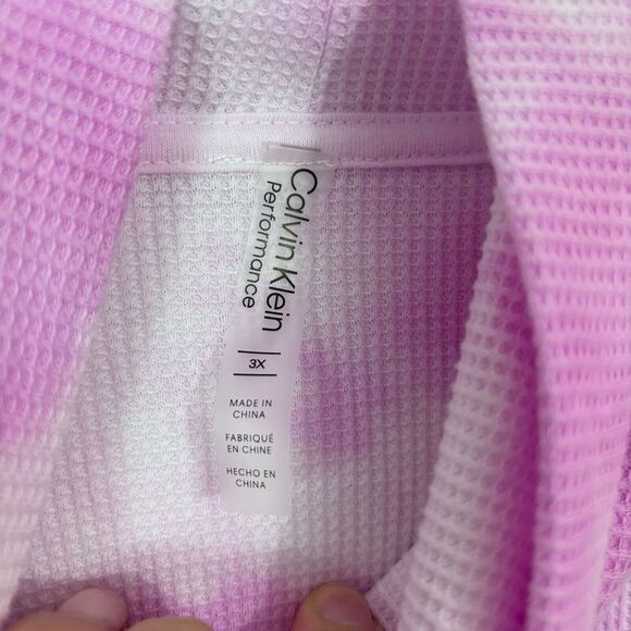 Calvin Klein Performance Womens Top Waffle Knit Turtleneck Tie Dye Pink Plus 3X - Picture 7 of 10